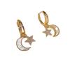 1 Pair of Silvery Full- Star and Moon Stud Earrings, Simple, , and Fashionable Wearable Jewelry, Suitable for Daily Commuting and Parties