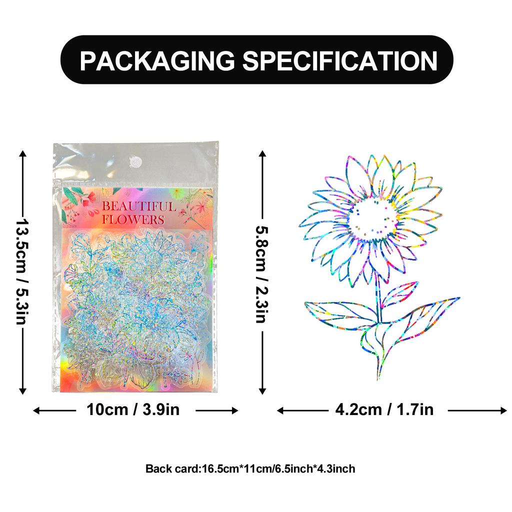 50 Neue Hochwertige Silberne Blumen Laser Aufkleber DIY Dekorative Transparente Wasserbecher Aufkleber