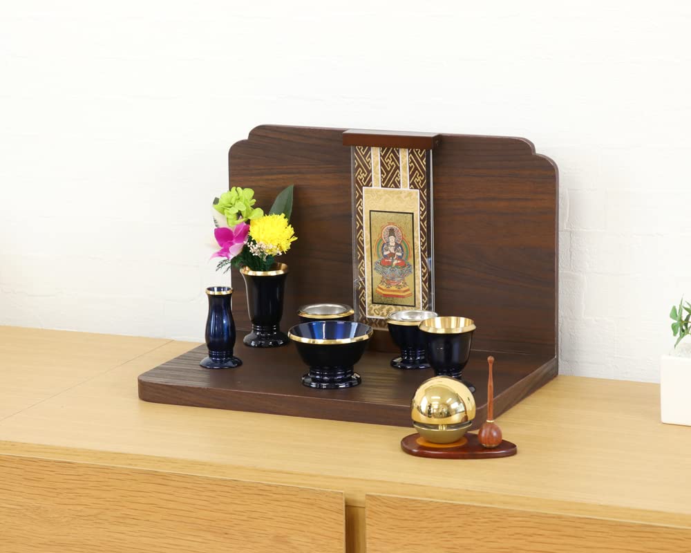 Mini Buddhist Altar, Open Type "Stage ONE" Walnut Color, for Home Memorial Service