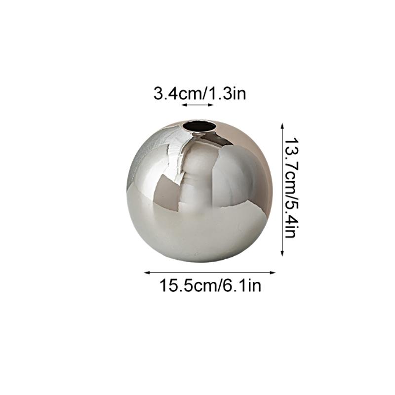 1/3pcs Plated Vase Modern Round Ball Vase Table Decor Accessories Flower Arrangement Craft Home Decoration SML
