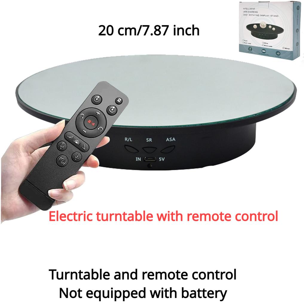 20 Cm/7.87 Inch Electric Rotating Turntable for Photography,USB Powered 5V Motorized Display Stand,Low Noise 360-Degree Rotation