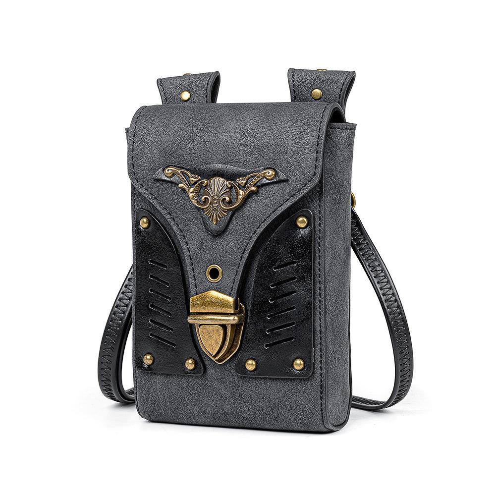 Female Punk Motorcycle Single-shoulder Crossbody Bag, MINI Mini Color-blocking Small Square Bag