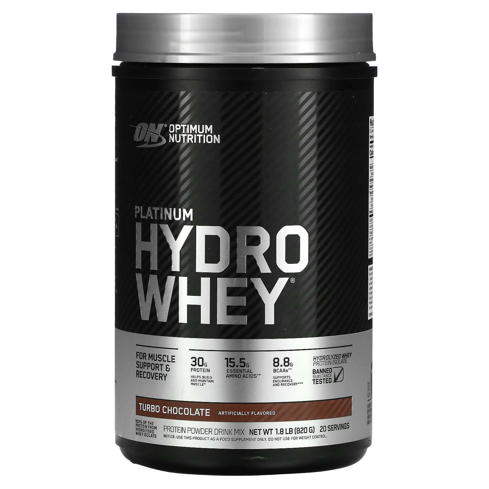 

Optimum Nutrition, Platinum Hydro Whey, Turbo Chocolate, 1.75 lbs (795 g)