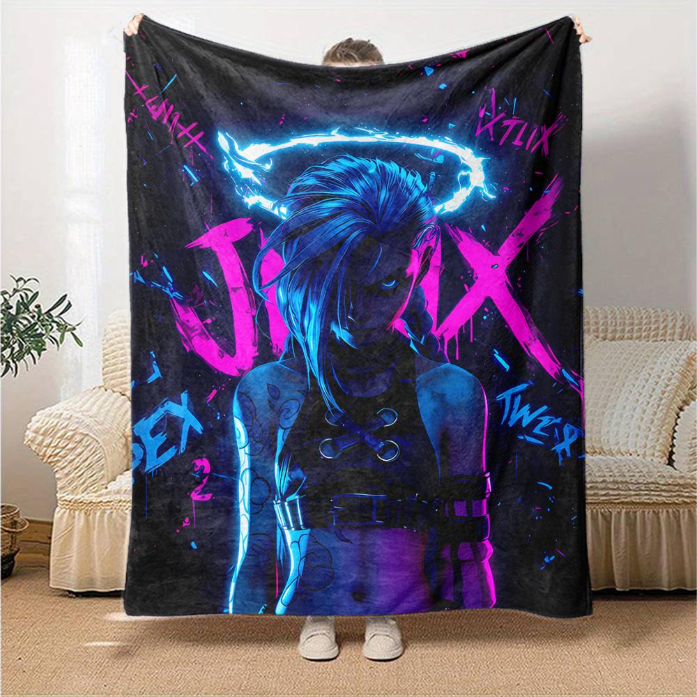 1pc Blanket - League of Legends Jinx Print Design,Lightweight Blanket for Sofa,Bed- Soft &Warm,Gift for All Seasons