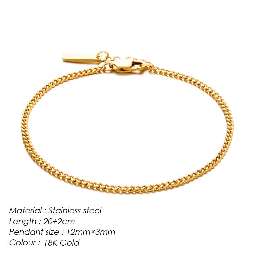 Stylish European & American Stainless Steel Cuban Chain Bracelet – Adjustable, Non-Fading, Fashionable Hand Jewelry.