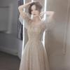 Banquet Evening Dress 1011 Summer Simple Bubble Sleeve Art Test Performance Dress Annual Meeting School Ceremony Gala Dress