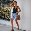 Short Jeans Women Vintage Hole Shorts Washed Distressed Pockets High Waist Streetwear 2025 Female Summer Denims Straight Pants
