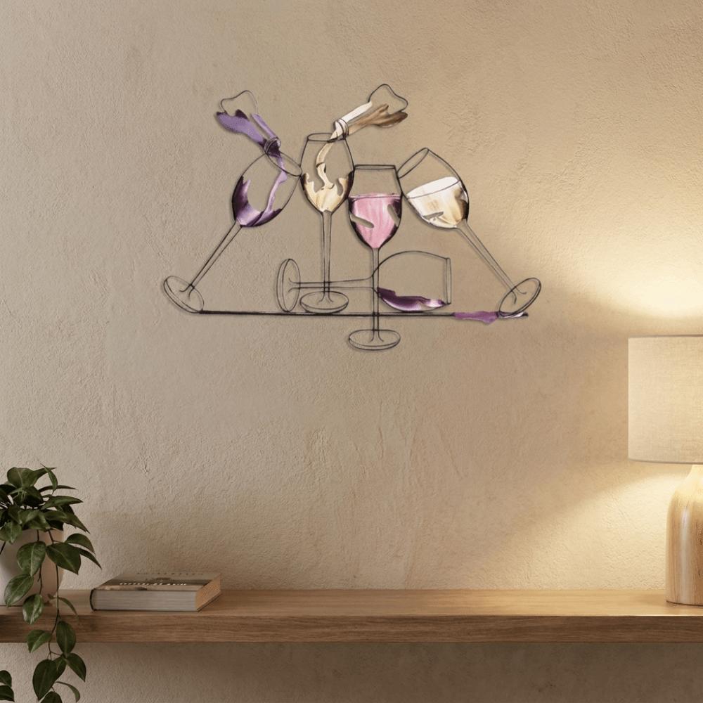 2D Flat Metal Wine Cup Silhouette Decoration Iron Art Wall Art Sculpture Wall Displays