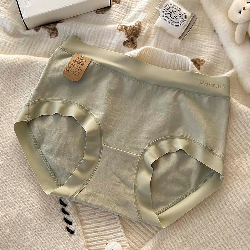 Women Solid Pure Cotton Mid Waist Antibacterial Seamless Large Size Breathable Underwear