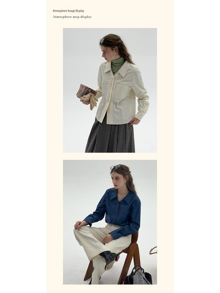 Dailyart "Blue Wave Sea Salt" Women's Embroidered Slim-fit Commute Shirt