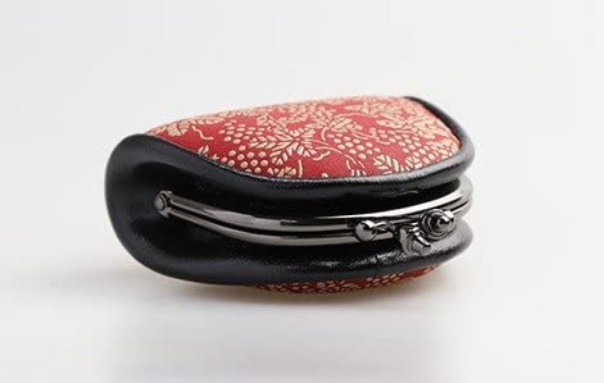 Uehara Yuichi Genuine Leather Clasp Wallet with Coin Model Number Red with White Grape Made In Japan Inden-ya (INDEN-YA) Purse, 1105, Lacquer,