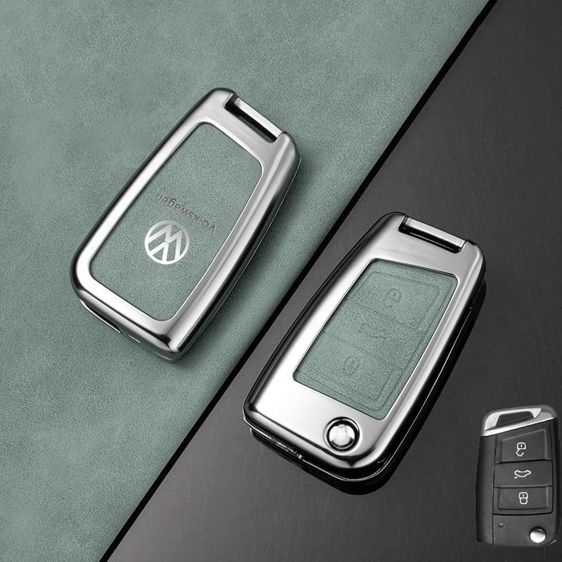 

For VOLKSWAGEN VW Zinc Alloy Leather Car Key Case Fob Cover Shell Bag For Volkswagen VW Polo Golf 7 MK7 Tiguan Touran Passat Lav