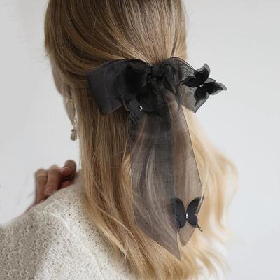 Lystrfac Fairy Mesh Butterfly Hair Bow For Women Girls Fashion Transparent Hairpin Top Clip Hairgrips Female Hair Accessories
