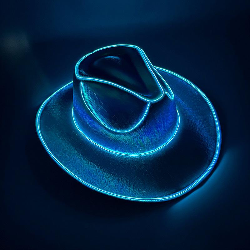 Iridescent LED Light-up Sequin Cowboy Hat for Christmas and Halloween Carnival