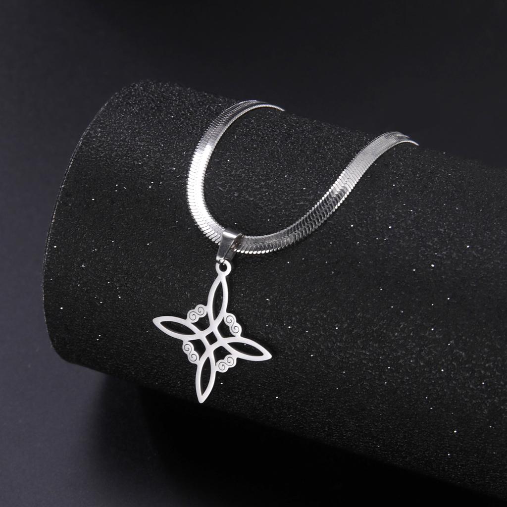 Teamer Stainless Steel Irish Witch Knot Celtics Knot Pendant Necklace Women Men Snake Chain Necklace Amulet Jewelry Wholesale