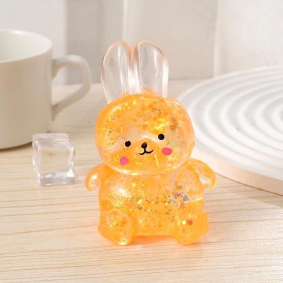 Rabbit Squeeze Toy with Glitter Clear Cartoon Frog Shape Stress Relief Sensory Toy Anxiety Relieving Slow Rising Stress Ball Hand Toy