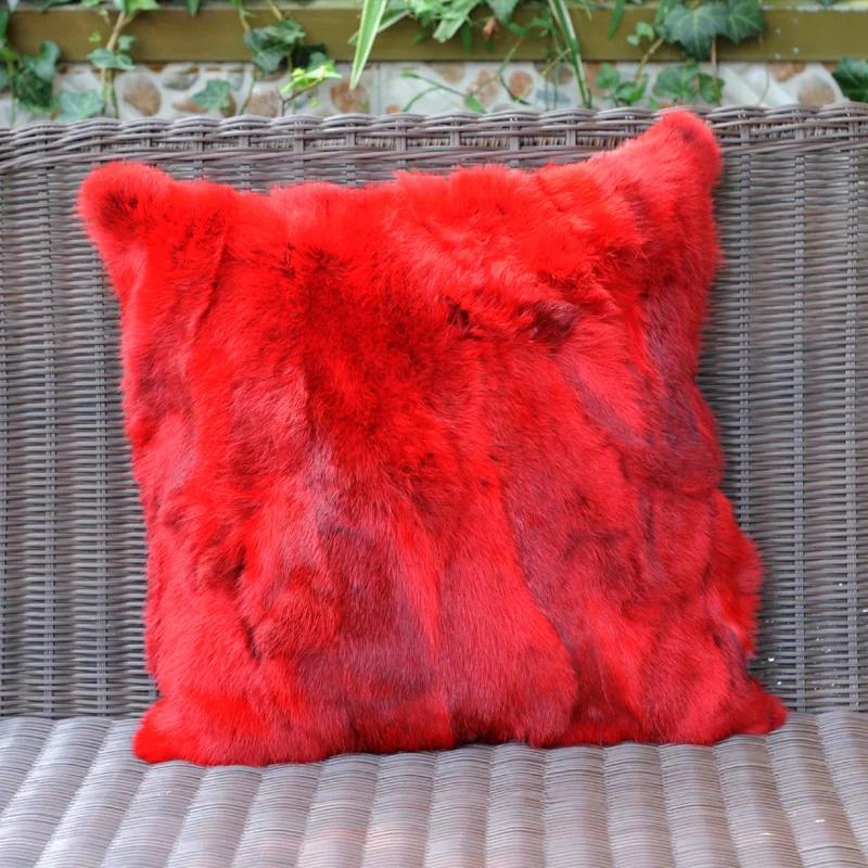 CX-D-17A 50x50cm Pernă Decorativă Cozy pentru Casă Husa Pernă din Blană Naturală de Iepure