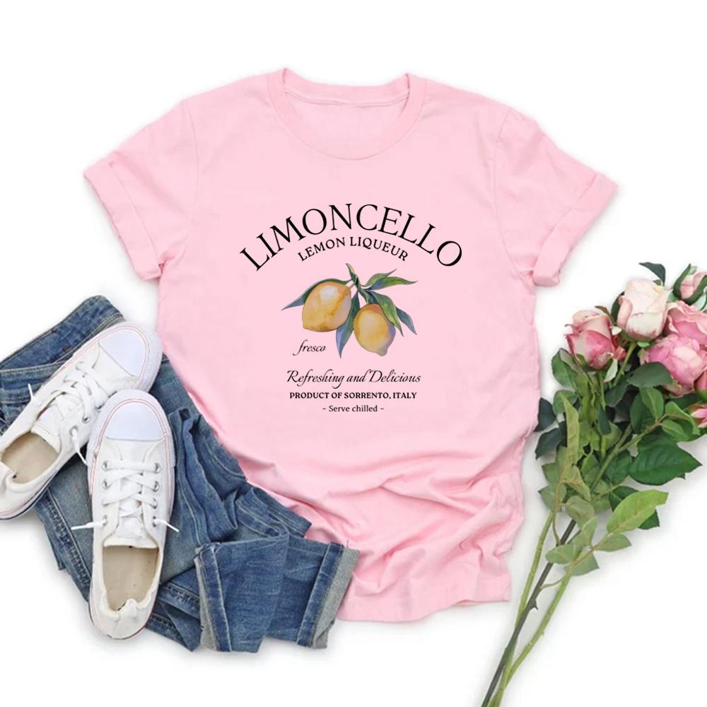 Limoncello T Shirt Italy Lemons T-shirt Short Sleeve Casual Unisex Tee Vintage Graphic T Shirts Amalfi Coast Italian Summer Tops
