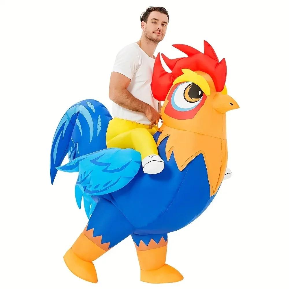 Inflatable Rooster Costume for Women Man Aldult Rooster Party Ride On Animal Blow Up Costumes Halloween