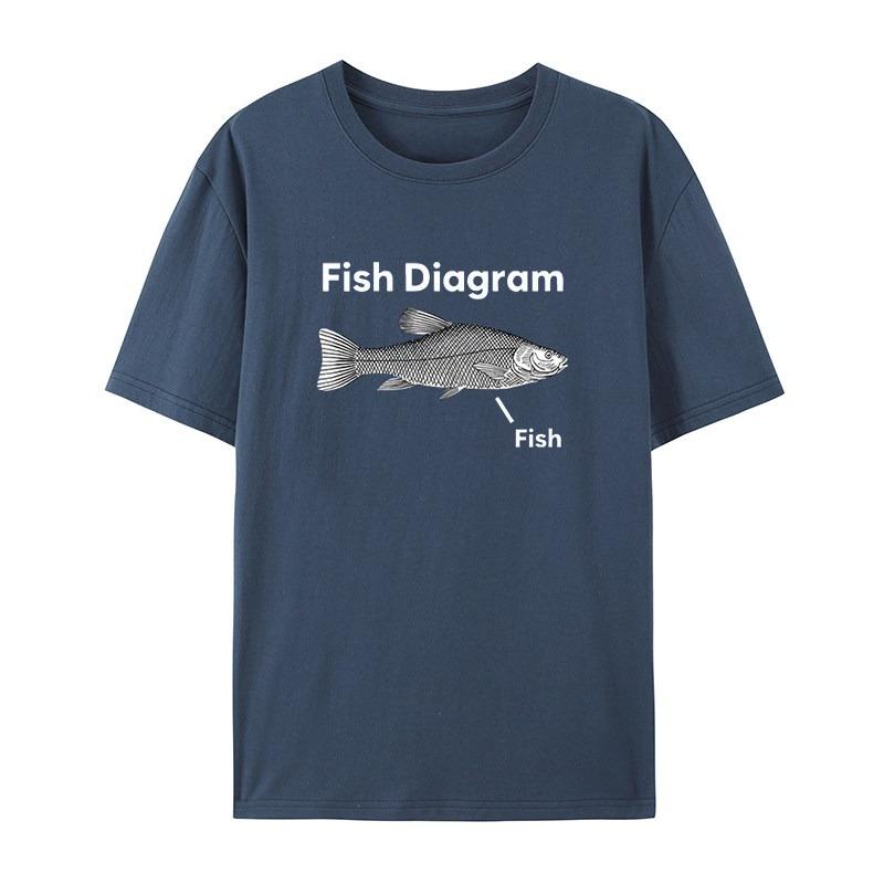 Interesting Fish Image Meme White Casual TShirt Mens and Womens Luxury Brand Top