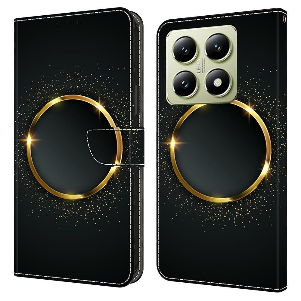 

Чохол-гаманець з ПУ шкіри для Xiaomi 14T з підставкою Gold Ring