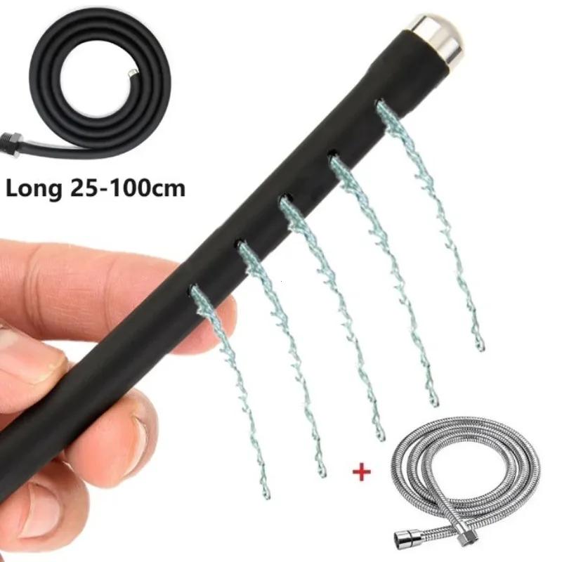 25 to 100cm Long Douche Silicone Enema Syringe 5 Holes Anal Enema Shower Cleaning Head Anal Beads Butt Plug Nozzle Tip Gay