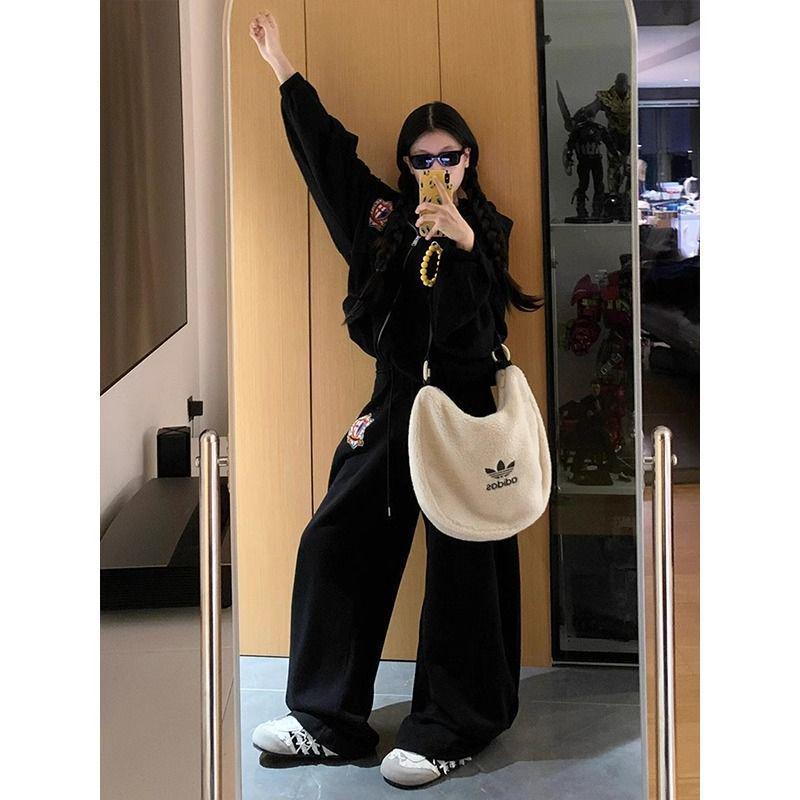 Women's Autumn Street Style Loose Sportswear Set: Casual Sweatshirt & Sweatpants Two-Piece