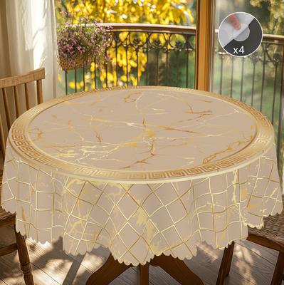 1 Stück Moderne Tischdecken mit Marmor-Thema, rund und rechteckig, in verschiedenen Größen erhältlich, elegantes Gold-Marmor-Musterdruckdesign, Frühling und