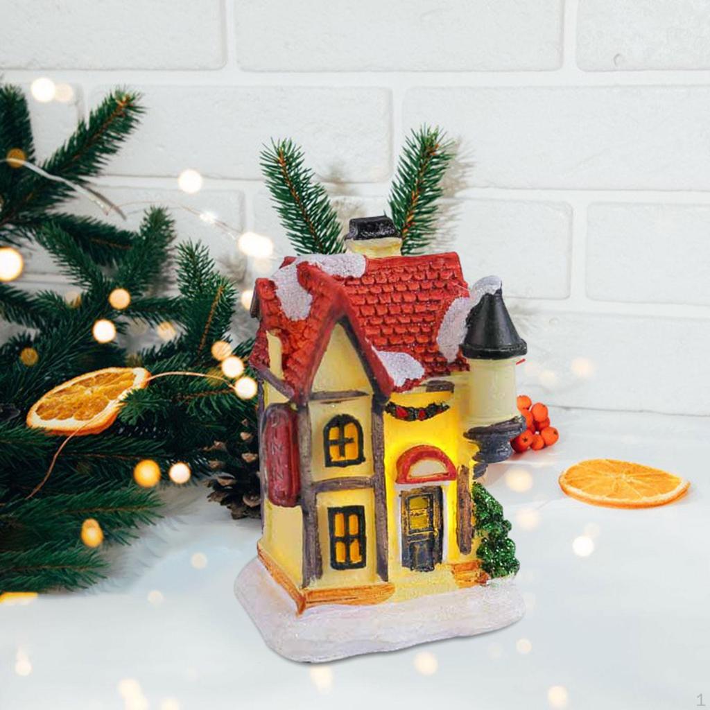 Świąteczny śnieżny wiejski dom świecący ozdoba na imprezę DIY Rok sypialni
