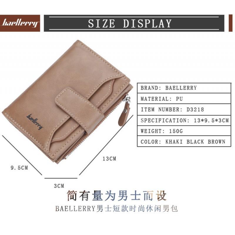 Wallet Men's Retro European American Three Fold Short Style With Multiple Card Slots Zipper Buckle High-end Small
