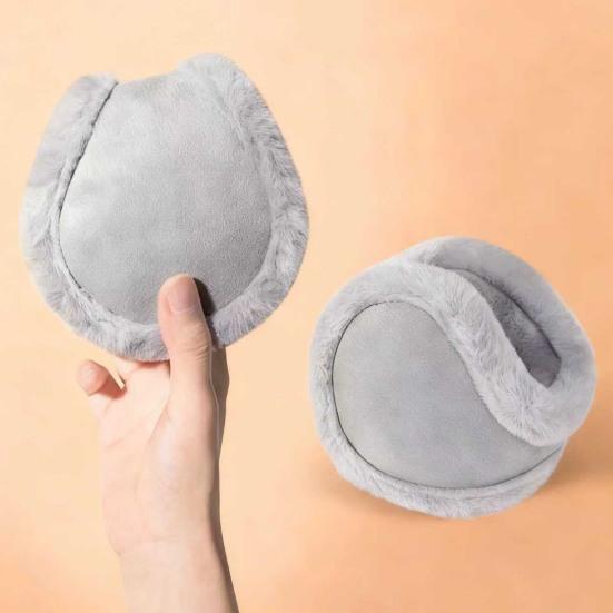 Plush Earmuffs Solid Color Winter Warmth Foldable Plush Ear Muffs with Elastic Adjustable Headband Cold Weather Ear Covers