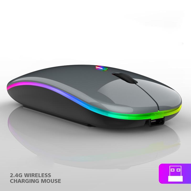 Rechargeable Bluetooth Wireless Mouse with 2.4GHz USB RGB 1600DPI Mouse for Computer Laptop Tablet PC Macbook Gaming Mouse Gamer