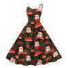 Women's Christmas Print Off-the-Shoulder Vintage Dress for Holiday Party and Clubwear