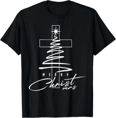Christliches Kreuz Jesus Frohe Weihnachten Weihnachtsbaum Feiertag Bestes T-Shirt