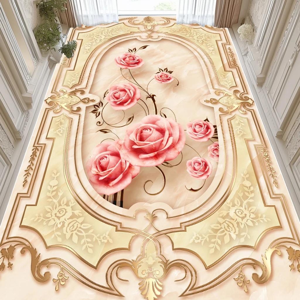 Rose Luxury Fluffy Carpets for Living Room Large Area Pink Decoration Home Bedroom Soft Rug Wedding Washable Anti Slip Floor Mat