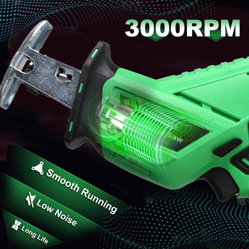 20V Cordless Electric Reciprocal Saw Industrial Grade DIY Tool for Metal Wood PVC & Plastic-EU Local Warehouse