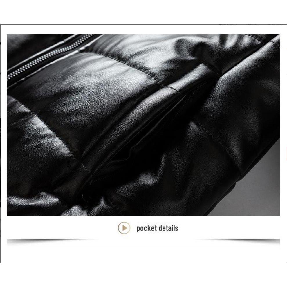 Winter Men's Leather Cotton Jacket Thick Fur Collar Jacket Thickened Warm Jacket