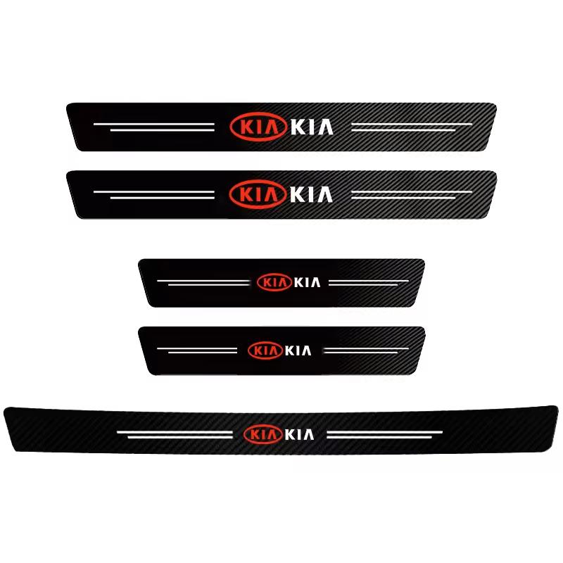For Kia Morning Picanto Cerato Venga Cadenza K9 Seltos Tellurid Car Stickers Anti Scratch Door Sill Strip Carbon Fiber Threshold