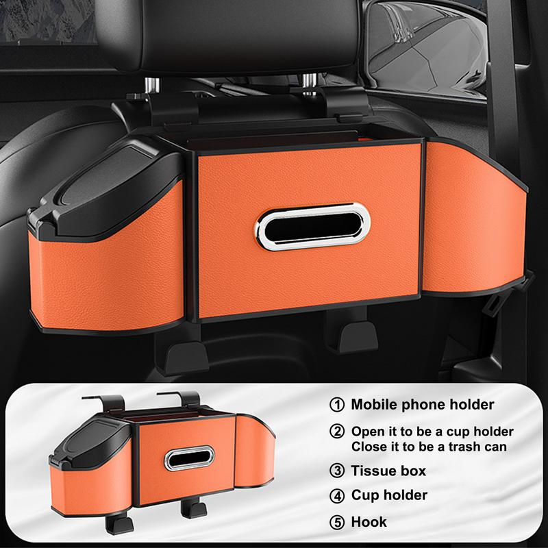 For All Fit Car Storage Bag Behind Seat Waterproof PU Leather Car Organizer Storage Bag Seat Organizer Foldable Multipurpose Car