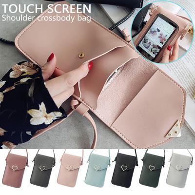 Womens Phone Bag Touchable Leather Change Bag Crossbody Mini Shoulder Bag Wallet