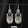 Niche turquoise earrings Bohemian long fringed earrings women's retro design earrings