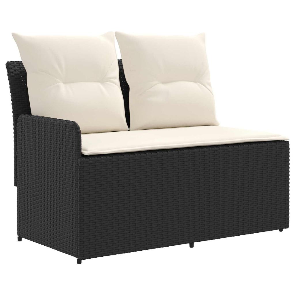 Garden Armchair Sofa with Corner Sofa 2 Pieces Black and Cream PE Rattan