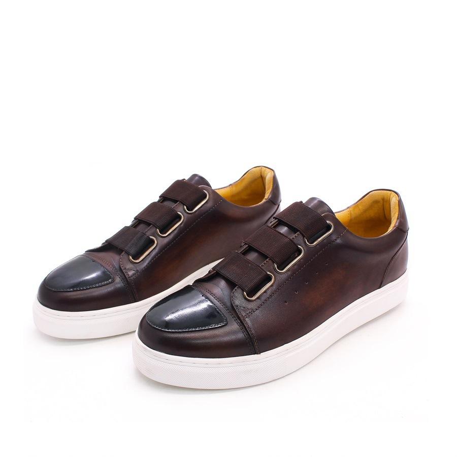 Casual Leather Shoes Large Size Shoes Men'S Leather Breathable Flat Comfortable Board Shoes Elastic Band Men'S Leather Shoes