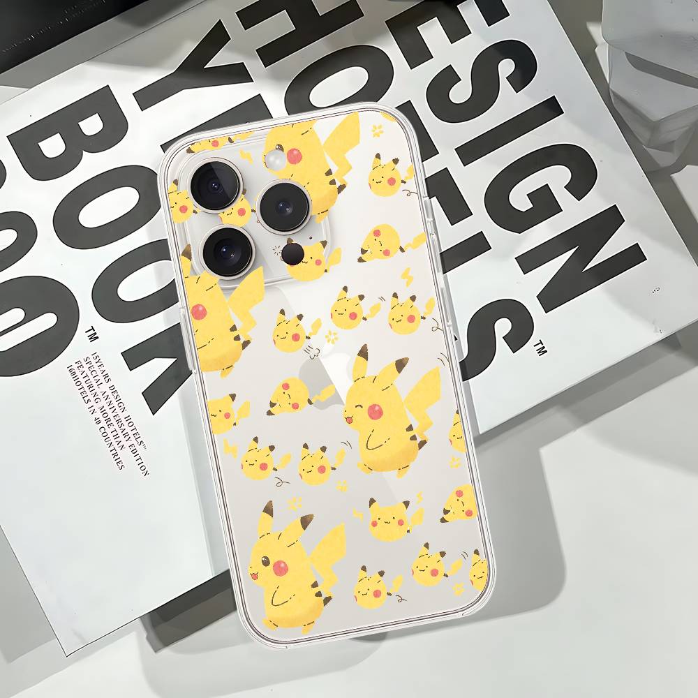 Cute Cartoon P-Pokemon Phone Case For IPhone 17 16 15 14 Plus 13 12 11 Pro Max Phone Back Cover Transparent Shockproof Cover