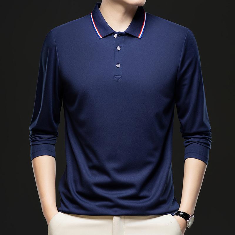 Men S Long Sleeve Polo Shirt Casual Solid Color Top