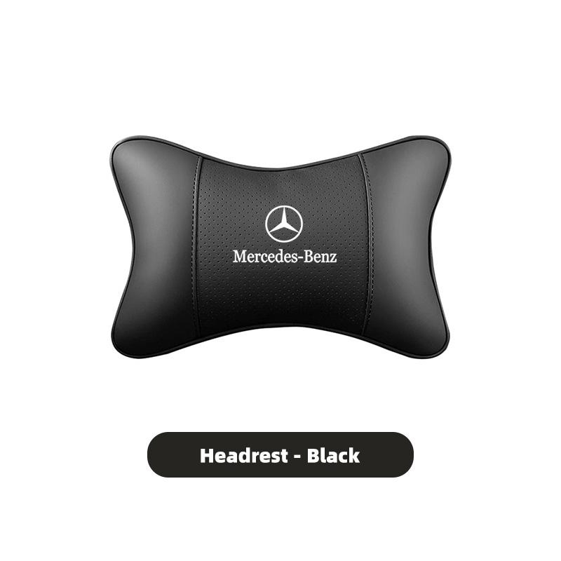 CRJ1 Car Leather Headrest Neck Pillow Waist Lumbar Support Cushion For Mercedes Benz AMG E S C A B Class GLE GLS CLA CLE GLC CLS GLA