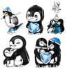 Copper Cute Penguin Charms Beadblue Heart Zircon Winter Pendants Fit Original Bangle Bracelet Diy Jewelry Gift