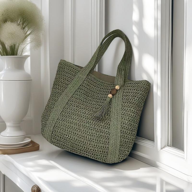 Summer 2025 Women's Straw Woven Beach Tote Handbag