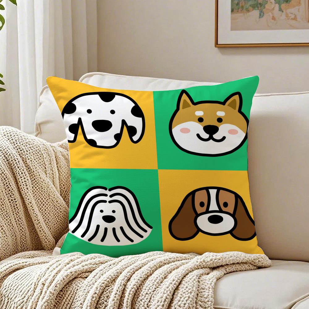 CzteryPunkty Urocze Kreskówkowe Psy Obrazki Poszewka na Poduszkę Poszewka na Poduszkę Antyalergiczna Dekoracja Salonu Sofa Poduszka Pokój
