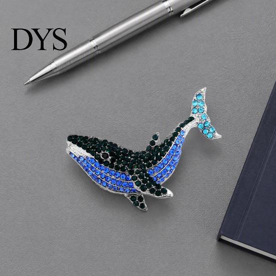 Alloy Lapel Brooch Women Rhinestone Whale Brooch, Sea Animal Decorative Badge Metal Pins Pin, Sweater Cardigan Coat Dress Jewelry Accessories